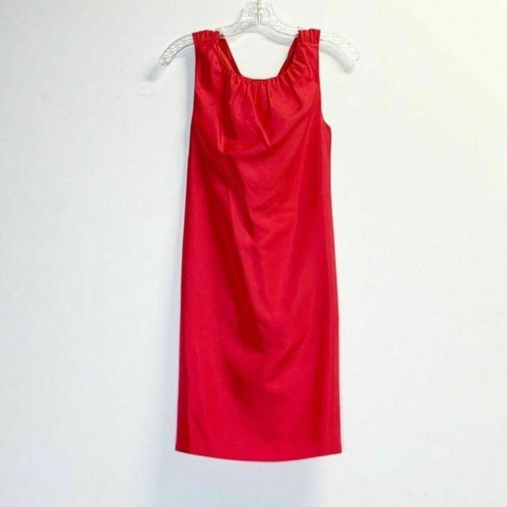 Banana Republic Silk Dress Square Neck Twist Knot Back Red Sz XS